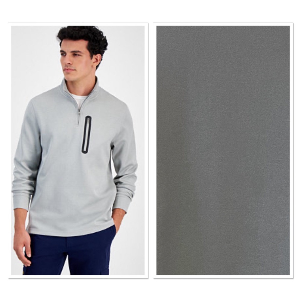NWT Club Room Men Gray Quarter Zip Performance Sweatshirt Wicking UPF 50 Golf XL